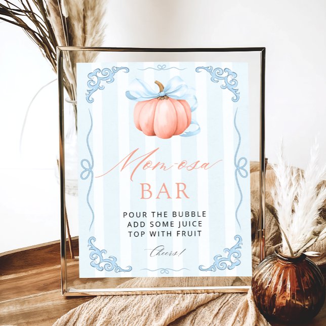 Little Pumpkin Blue Bow Baby Shower Mamma-osa Pub Poster (Skapare uppladdad)