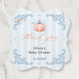 Little Pumpkin Blue Bow Baby Shower Tack Gåvor Etiketter