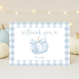 Little Pumpkin Blue Bow Baby Shower Tack Kort