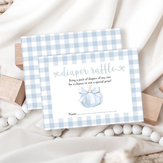 Little Pumpkin Blue Bow Diaper Raffle Tilläggskort (Skapare uppladdad)
