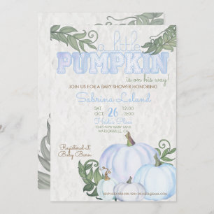 Little Pumpkin Blue Boy Baby Shower Inbjudningar
