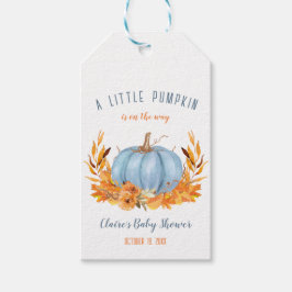Little Pumpkin Blue Boy Baby Shower Märkre Presentetikett