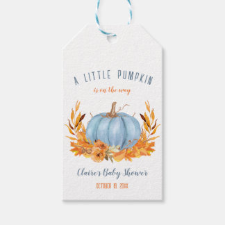 Little Pumpkin Blue Boy Baby Shower Märkre Presentetikett