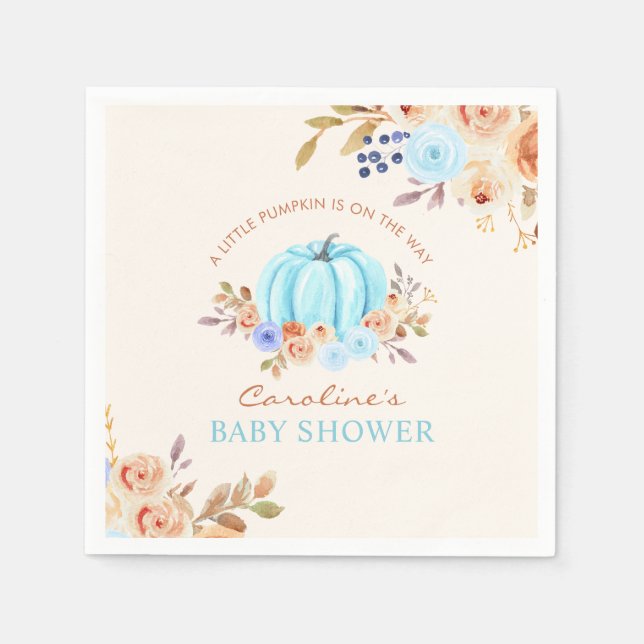 Little Pumpkin Blue Boy Shower Pappra Napkins Pappersservett (Framsidan)