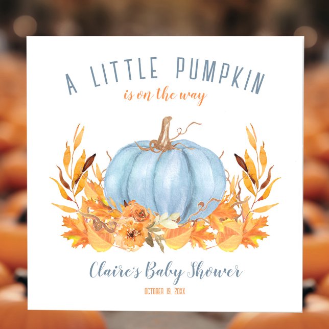 Little Pumpkin Blue Fall Boy Shower Napkins Pappersservett (Little Pumpkin Blue Fall Boy Baby Shower Napkins)