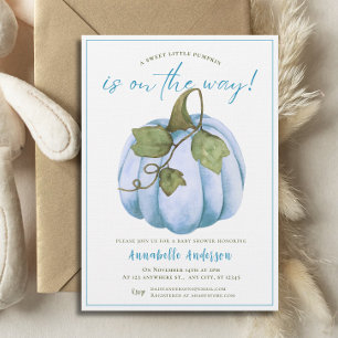 Little Pumpkin Blue water Boy Baby Shower Inbjudningar