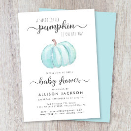 Little Pumpkin Blue Watercolor Pojke Shower Inbjudningar