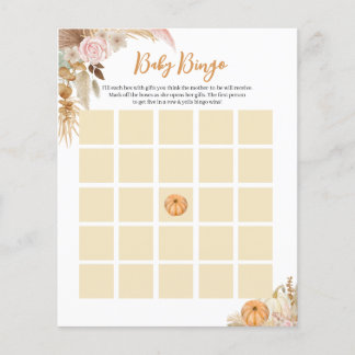 Little Pumpkin Boho Baby Shower Bingo Card