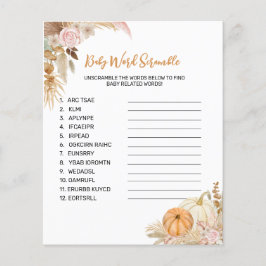 Little Pumpkin Boho Baby Shower Ord Scramble Game