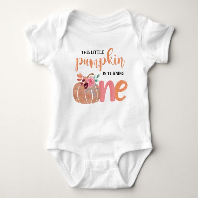 Little Pumpkin Boho Blommigt 1st Birthday T-Shirt (Framsida)