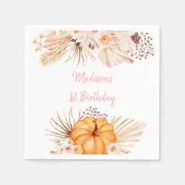 Little Pumpkin Boho Blommigt Birthday Pappersservett