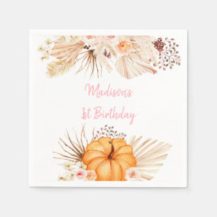 Little Pumpkin Boho Blommigt Birthday Pappersservett