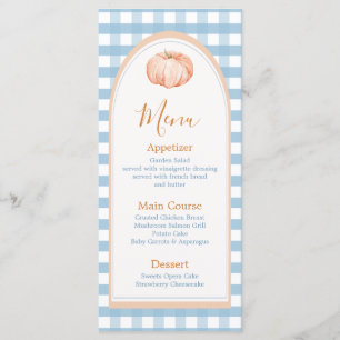 Little Pumpkin Boho Blue Gingham Birthday Meny