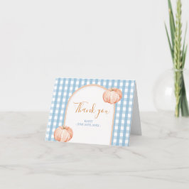 Little Pumpkin Boho Blue Gingham Folkad Tack Kort