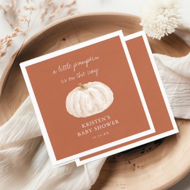 Little Pumpkin Boho Fall Baby Shower Pappersservett (Skapare uppladdad)