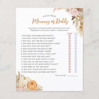 Little Pumpkin Boho Fall Blommigt Baby Shower Game