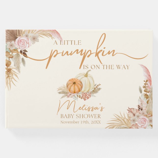 Little Pumpkin Boho Fall Blommigt Gästböcker (Framsida)