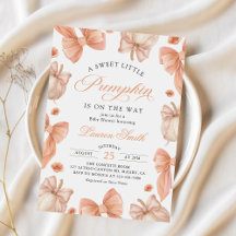 Little Pumpkin Bow Baby Shower-inbjudan