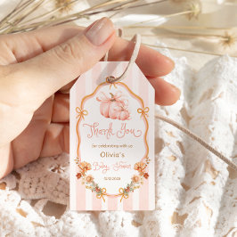 Little Pumpkin Bow Floral Baby Shower Thank You Presentetikett