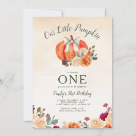 Little Pumpkin Bow Girls First Birthday Inbjudningar