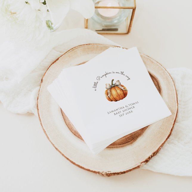 Little Pumpkin Bow Minimum Neutralt Baby Shower Pappersservett (Skapare uppladdad)