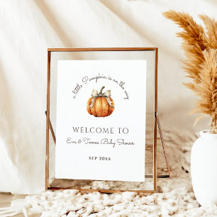Little Pumpkin Bow Minimum Neutralt Baby Shower Poster