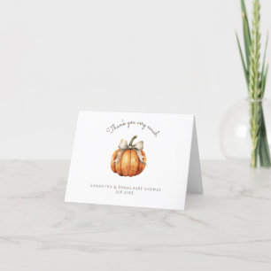 Little Pumpkin Bow Minimum Neutralt Baby Shower Tack Kort