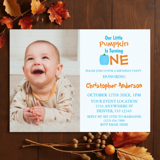 Little Pumpkin Boy 1st Birthday Inbjudningar (Skapare uppladdad)