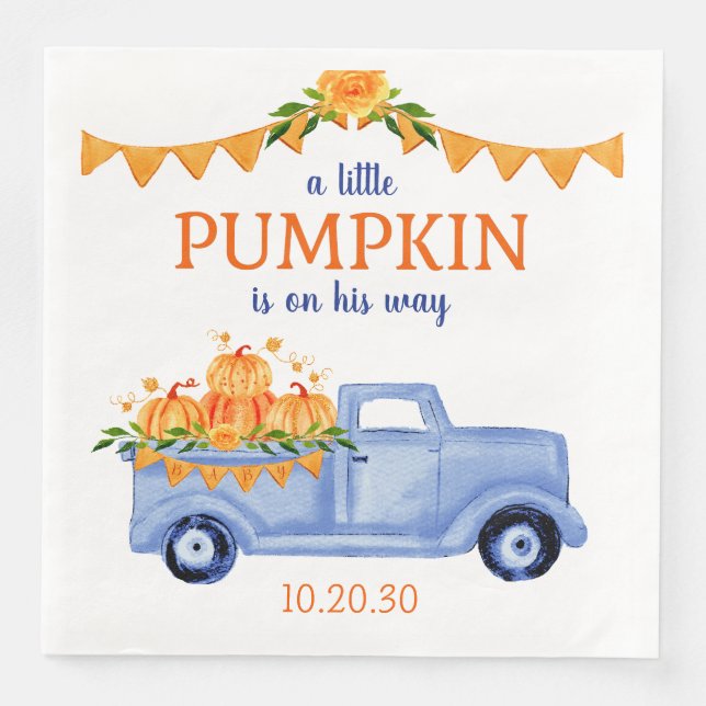 Little Pumpkin Boy Baby Shower Napkins Pappersservett (Framsida)