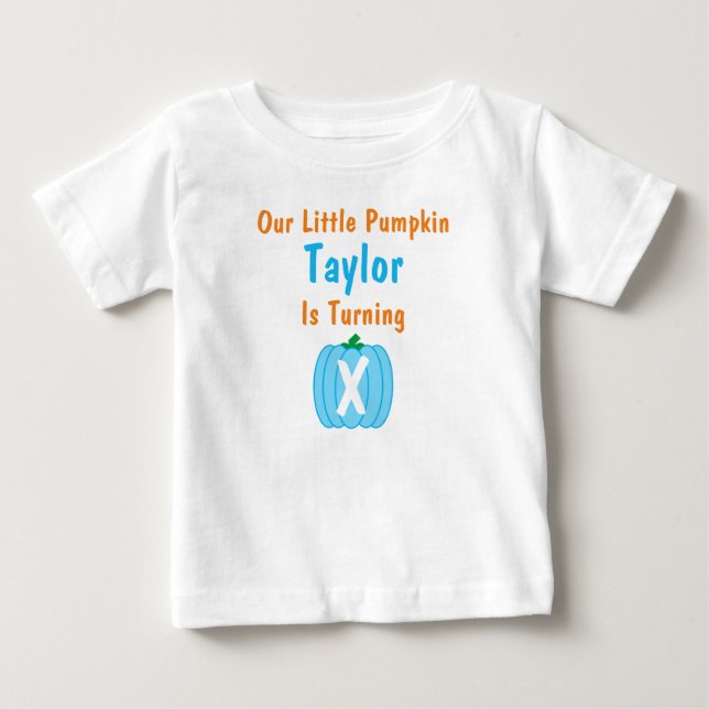 Little Pumpkin Boy Birthday Baby T-Shirt (Framsida)