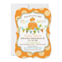 Little Pumpkin Boy Fall Baby Shower-inbjudningar