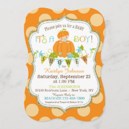 Little Pumpkin Boy Fall Baby Shower-inbjudningar Inbjudningar
