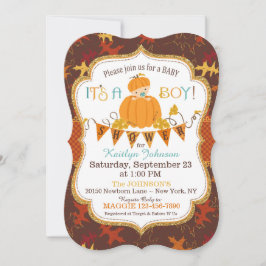 Little Pumpkin Boy Höst löv Baby Shower Inbjudningar
