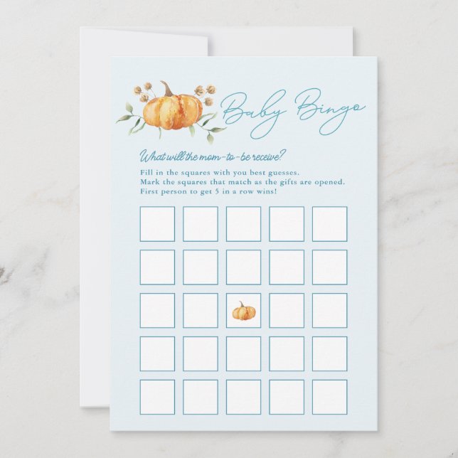 Little Pumpkin Boy Shower Bingo Card Inbjudningar (Framsida)