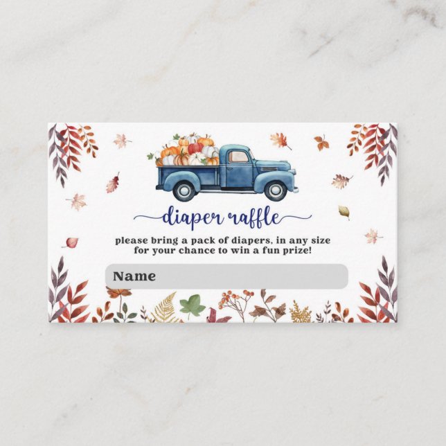 Little Pumpkin Boy Shower Diaper Raffle Tilläggskort (Framsida)