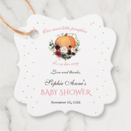 Little Pumpkin Burgundy Blommigt Baby Shower Gåvor Etiketter