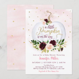 Little Pumpkin Burgundy Blommigt Baby Shower Inbjudningar