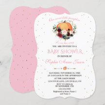 Little Pumpkin Burgundy Blommigt Baby Shower