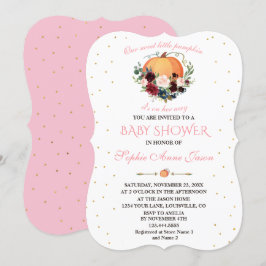 Little Pumpkin Burgundy Blommigt Baby Shower Inbjudningar