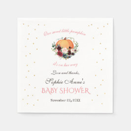 Little Pumpkin Burgundy Blommigt Baby Shower Pappersservett
