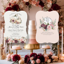 Little Pumpkin Burgundy Blommigt Ro Baby Shower