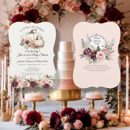 Little Pumpkin Burgundy Blommigt Ro Baby Shower Inbjudningar