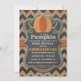 Little Pumpkin Burlap Rustic Baby Shower Inbjudan
