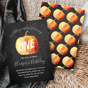 Little Pumpkin Chalkboard 1st Birthday Inbjudningar