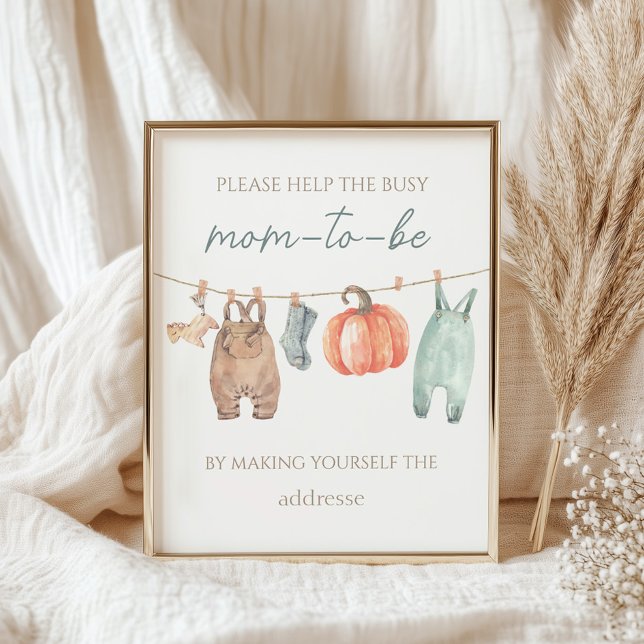 Little Pumpkin Clothes Boy Busy Mamma to be Adress Poster (Skapare uppladdad)