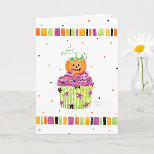 Little Pumpkin Cupcake Halloween Greeting Card Kort (Liten växt)