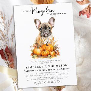 Little Pumpkin Cute Puppy Simple Fall Baby Shower Inbjudningar