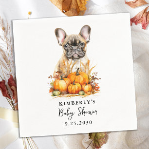 Little Pumpkin Cute Puppy Simple Fall Baby Shower Pappersservett