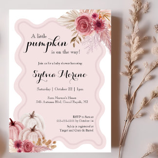 Little Pumpkin Cute Rosa Boho Baby Shower Inbjudningar