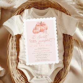 Little Pumpkin Cute Rosa Bow Baby Shower Inbjudningar